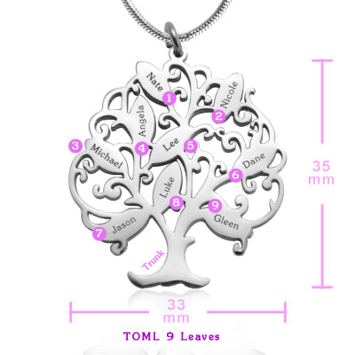 Personalised Tree of My Life Necklace 9 - Sterling Silver - Handcrafted & Custom-Made