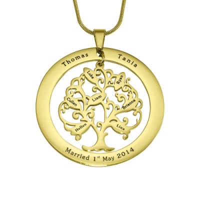 Personalised Tree of My Life Washer 7 - 18ct Gold Plated - Handcrafted & Custom-Made