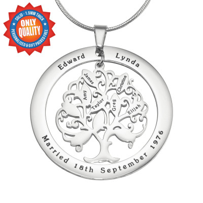 Personalised Tree of My Life Washer Necklace 10 - Sterling Silver - Handcrafted & Custom-Made