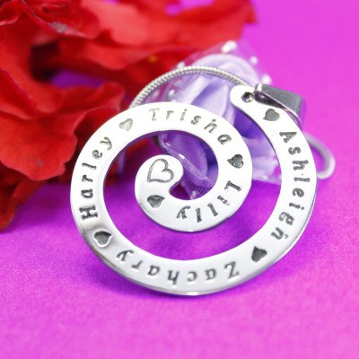 Personalised Swirls of Time Necklace - Sterling Silver - Handcrafted & Custom-Made