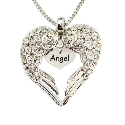 Personalised Angels Heart Necklace with Heart Insert - Handcrafted & Custom-Made