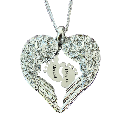 Personalised Angels Heart Necklace with Feet Insert - Handcrafted & Custom-Made