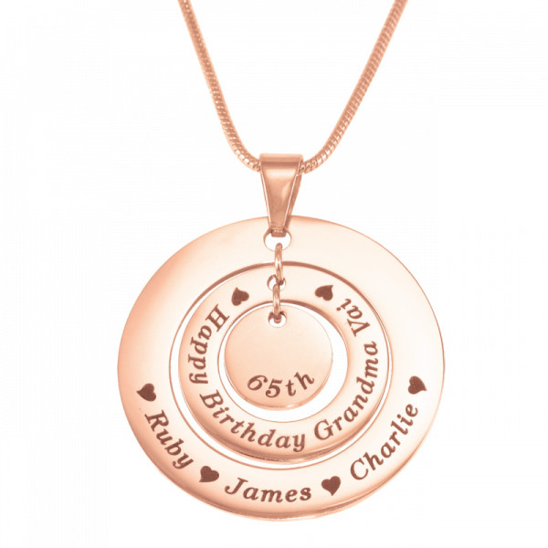 Personalised Circles of Love Necklace - 18ct Rose Gold Plated - Handcrafted & Custom-Made