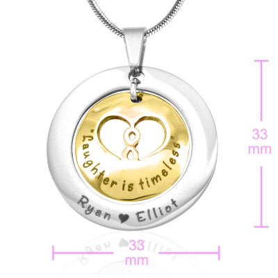Personalised Infinity Dome Necklace - Two Tone - Gold Dome  Silver - Handcrafted & Custom-Made