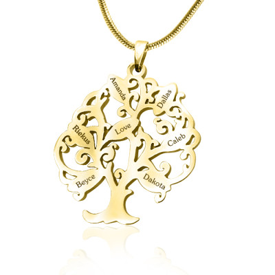 Personalised Tree of My Life Necklace 7 - 18ct Gold Plated - Handcrafted & Custom-Made