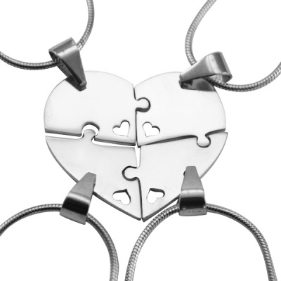 Personalised Quad Heart Puzzle - Four Personalised Necklaces - Handcrafted & Custom-Made