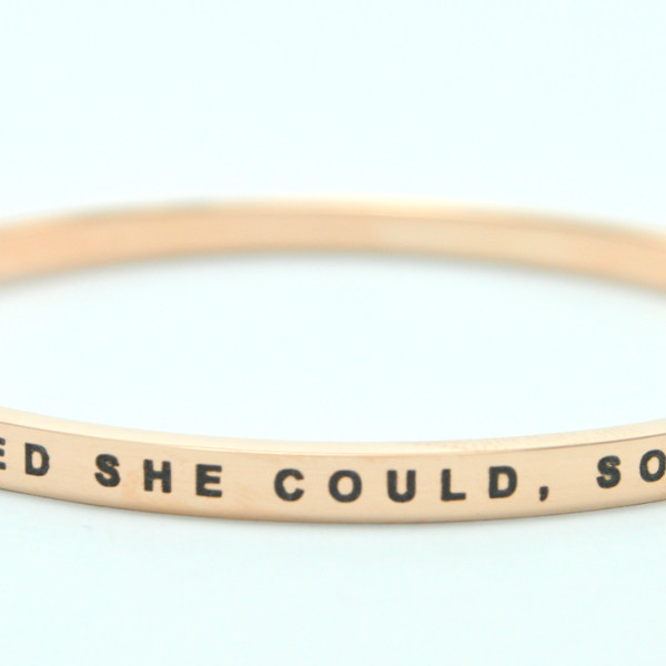 Personalised She Believed She Could Bangle 18ct Gold Plated - Handcrafted & Custom-Made