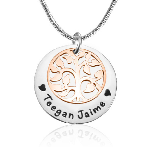 Personalised My Family Tree Single Disc - Two Tone - Rose Gold  Silver - Handcrafted & Custom-Made