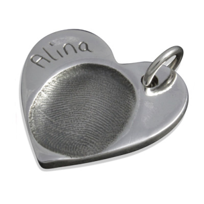 925 Sterling Silver FingerPrint Heart Pendant - Handcrafted & Custom-Made