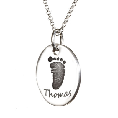 925 Sterling Silver Hand / Footprint Oval Charm - Handcrafted & Custom-Made