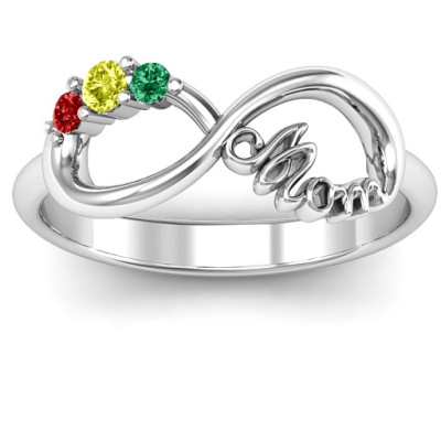 Mom's Infinite Love Ring with 2-10 Stones and 3 Cubic Zirconias Stones  - Handcrafted & Custom-Made