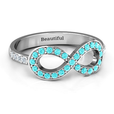 Accented Infinity Ring with Shoulder Stones  - Handcrafted & Custom-Made