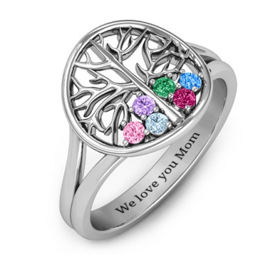 Always Around Love 6 Stone Family Tree Ring  - Handcrafted & Custom-Made