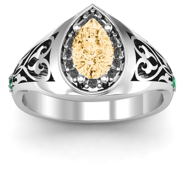 Aphrodite Ring with Side Gems - Handcrafted & Custom-Made