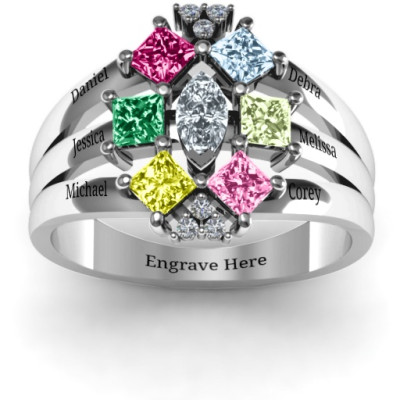 Arachna Centre Marquise and Princess Ring with Accents - Handcrafted & Custom-Made