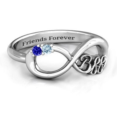 BFF Friendship Infinity Ring with 2 - 7 Stones  - Handcrafted & Custom-Made