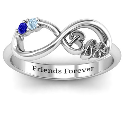 BFF Friendship Infinity Ring with 2 - 7 Stones  - Handcrafted & Custom-Made