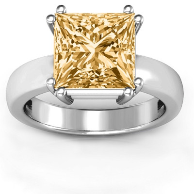 Basket Set Princess Cut Solitaire Ring - Handcrafted & Custom-Made