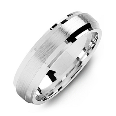 Beveled Edge Men's Ring with Brushed Centre - Handcrafted & Custom-Made