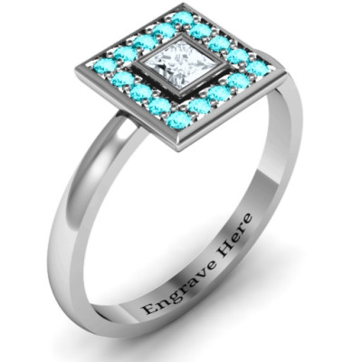 Bezel Princess Stone with Channel Accents Ring  - Handcrafted & Custom-Made