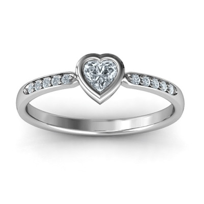 Bezel Set Love Ring with Accents - Handcrafted & Custom-Made
