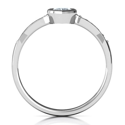Bezel Set Love Ring with Accents - Handcrafted & Custom-Made