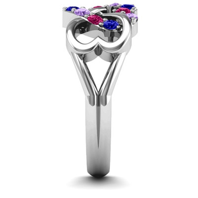 Birthstone Triple Heart Infinity Ring  - Handcrafted & Custom-Made