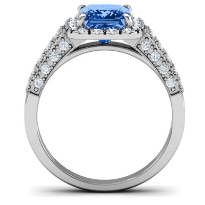 Brilliant Princess Ring with Profile Accents - Handcrafted & Custom-Made