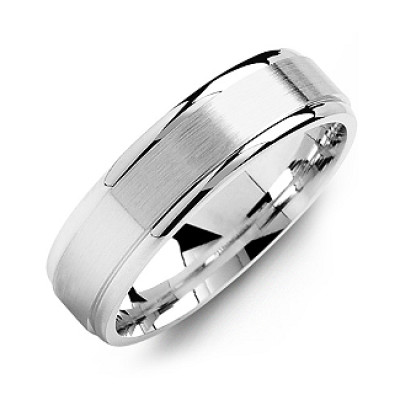 Brushed Centre Men's Ring with Polished Edges - Handcrafted & Custom-Made