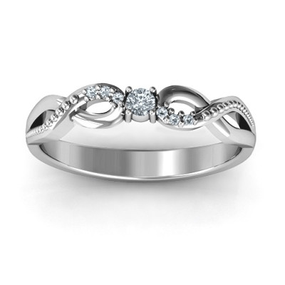 Classic Solitare Sparkle Ring with Accented Infinity Band - Handcrafted & Custom-Made