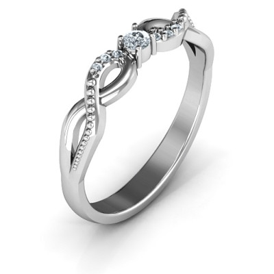 Classic Solitare Sparkle Ring with Accented Infinity Band - Handcrafted & Custom-Made