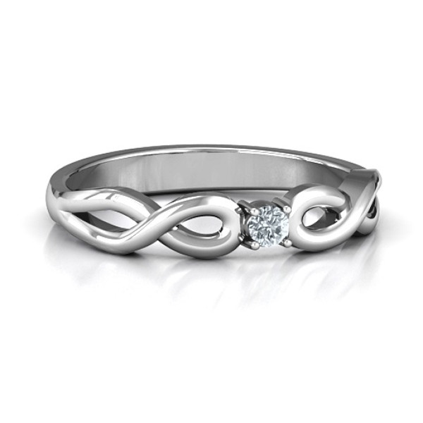 Classic Solitare Sparkle Ring with Infinity Band - Handcrafted & Custom-Made