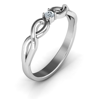 Classic Solitare Sparkle Ring with Infinity Band - Handcrafted & Custom-Made