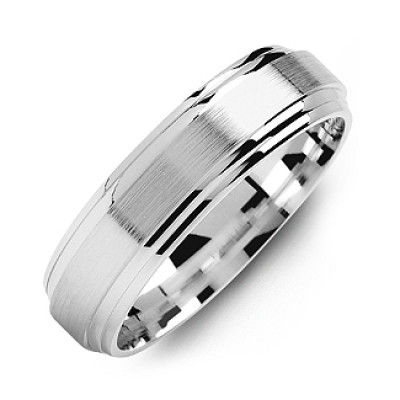 Classic Two-Line Milled-Brush Men's Ring - Handcrafted & Custom-Made