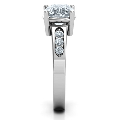 Cushion Cut Solitaire with Accents Ring - Handcrafted & Custom-Made