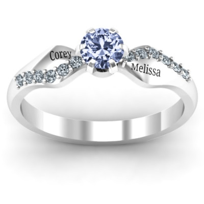 Dimpled Solitaire with Accents Ring - Handcrafted & Custom-Made