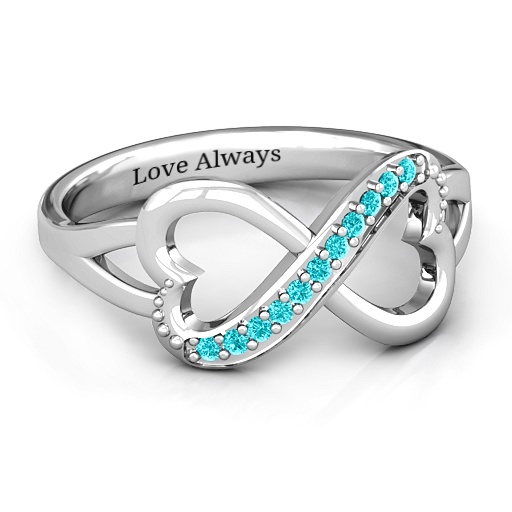 Double Heart Infinity Ring with Accents - Handcrafted & Custom-Made