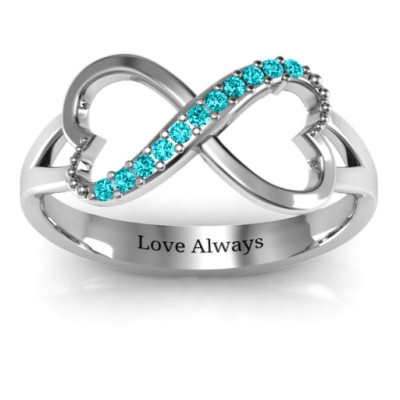 Double Heart Infinity Ring with Accents - Handcrafted & Custom-Made