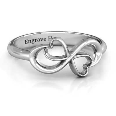 Duo of Hearts Infinity Ring - Handcrafted & Custom-Made