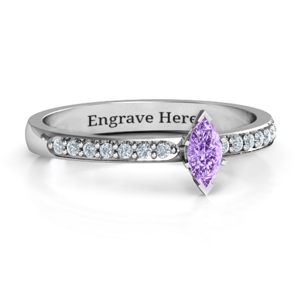 Elegant Marquise with Accent Band Ring - Handcrafted & Custom-Made