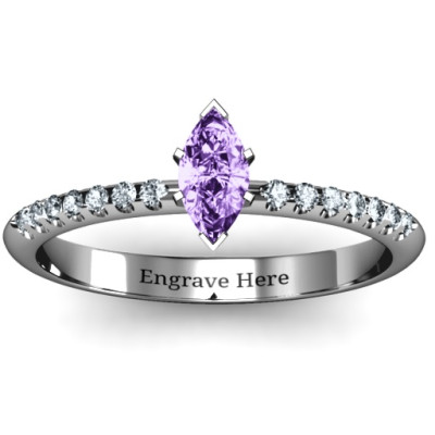 Elegant Marquise with Accent Band Ring - Handcrafted & Custom-Made