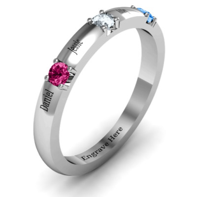 Elegant Three Gemstone Ring  - Handcrafted & Custom-Made