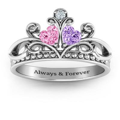 Ever Enchanted Double Heart Tiara Ring - Handcrafted & Custom-Made