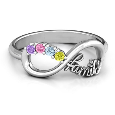 Family Infinite Love with Stones Ring  - Handcrafted & Custom-Made