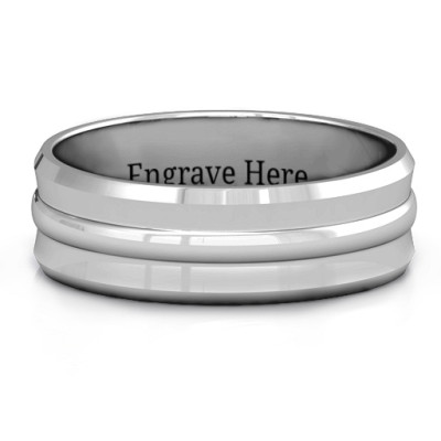 Forge Bevelled and Banded Men's Ring - Handcrafted & Custom-Made