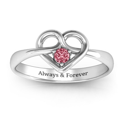 Forget Me Knot Heart Infinity Ring - Handcrafted & Custom-Made