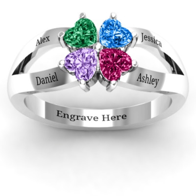Four Clover Hearts Ring - Handcrafted & Custom-Made