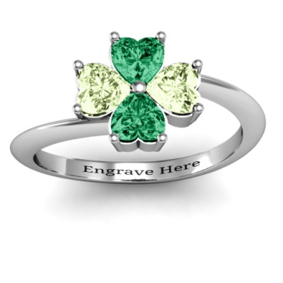Four Heart Clover Ring - Handcrafted & Custom-Made