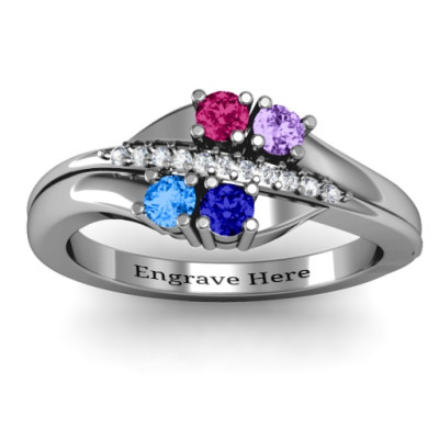 Four Stone Ring with Accents  - Handcrafted & Custom-Made