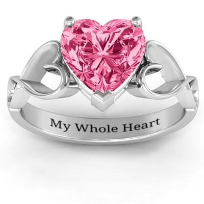 Heart Shaped Stone with Interwoven Heart Infinity Band Ring  - Handcrafted & Custom-Made